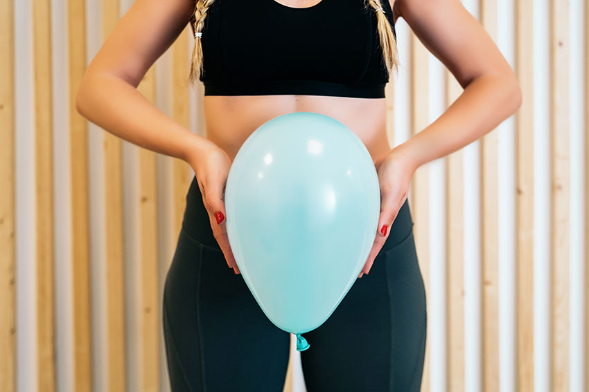 Woman holding balloon